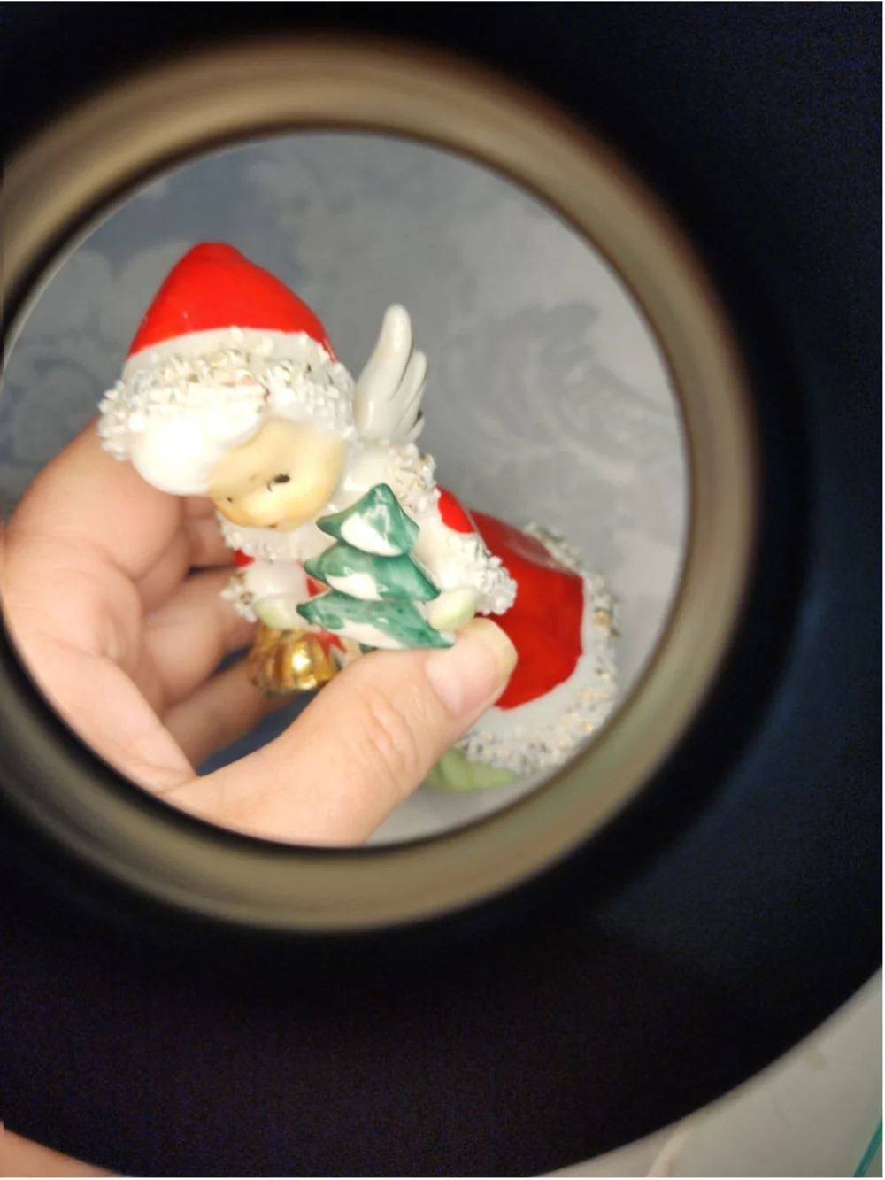 Lefton Exclusive Vintage Angel Bell Porcelain Spaghetti Trim Holding Tree - Picture 9 of 13